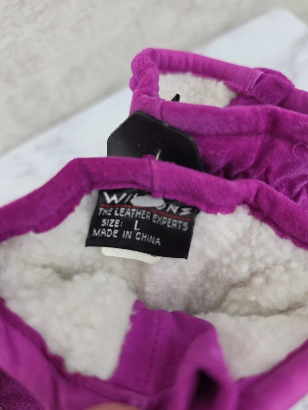 Wilsons Leather Fuchsia Pink Suede Winter Gloves Faux Sherpa Lining